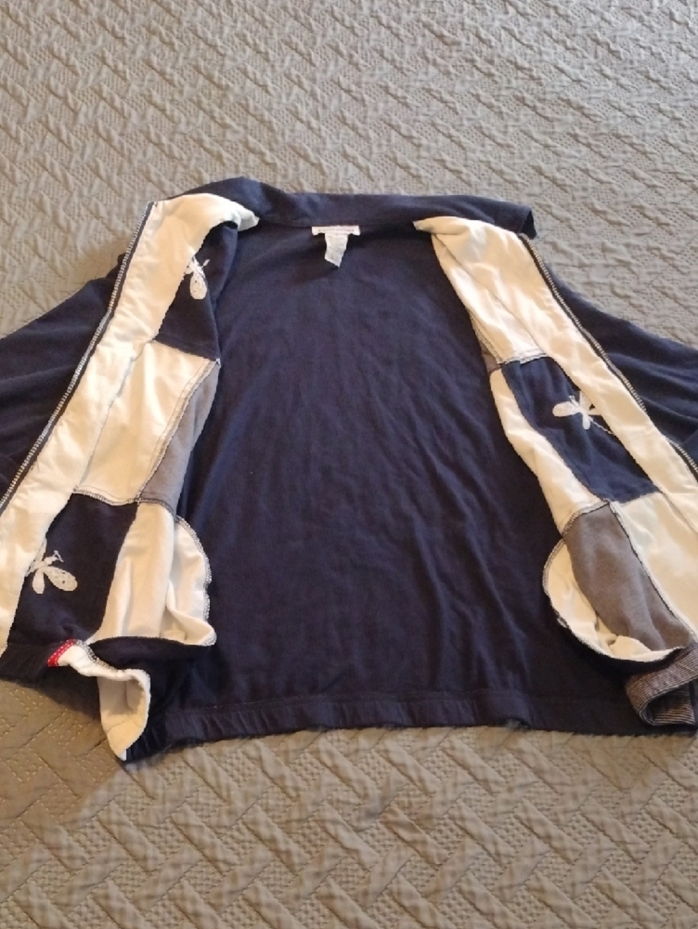 Navy, White & Red Dragonfly Zip-Front Jacket - Picture 12 of 16